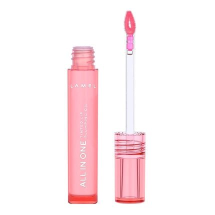 Lamel All in One Lip Tinted Plumping Oil Peachy N.401 Long - lasting Moisturizing Color - Maison des fragrances