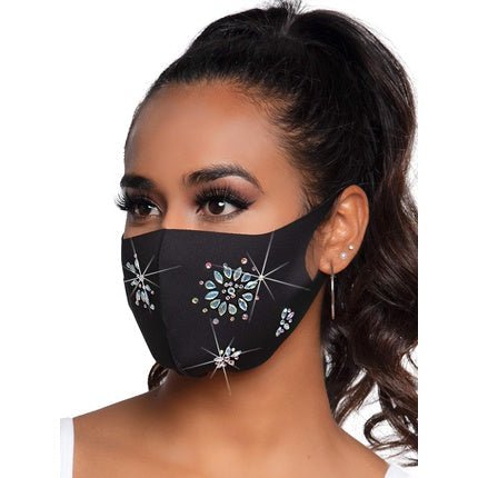Leg Avenue Women's Rhinestone Fashionable Face Mask - Gold - One Size - Maison des fragrances