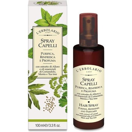 L'erbolario Hair Cleansing and Refreshing Spray with Laurel Flavor and Essential Oils of Coriander, Mint, and Tea Tree 100ml - Maison des fragrances