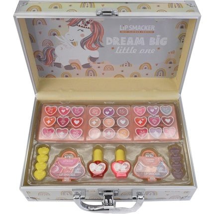 Lip Smacker Beauty Train Case All - in - One Makeup Giftset for Girls - 22 Lip Glosses, 9 Creamy Eyeshadows, 2 Nail Polish, 4 Shimmer Powders and Hair Clips - Maison des fragrances