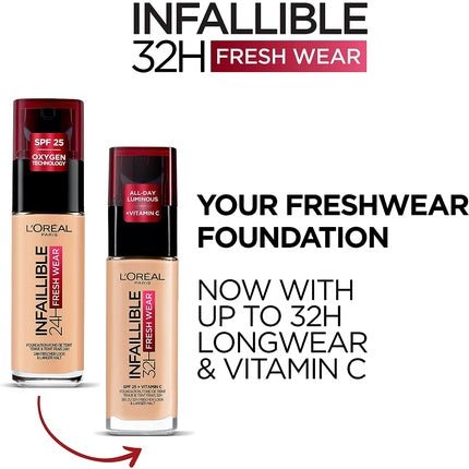 L'Oreal Infallible 24h Fresh Wear Foundation Long - Lasting Face Foundation 15 Porcelain 30ml - Maison des fragrances