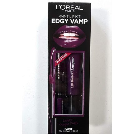 L'Oreal Paris Edgy Vamp Lip Paint Kit Purple Panic - Maison des fragrances