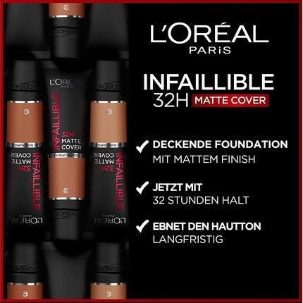 L'Oréal Paris Infaillible 32H Matte Cover Waterproof and Long - Lasting Liquid Foundation with High Coverage and 4% Niacinamide Formula 30ml - Shade 350 Warm - Maison des fragrances