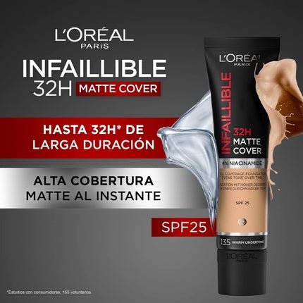 L'oréal Paris Infaillible Matte Cover Foundation No.135 radiant Vanilla 30ml - Maison des fragrances