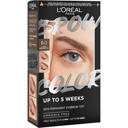 L'Oréal Paris Semi - Permanent Eyebrow Tint Lasts up to 5 Weeks Visible Results in 5 Minutes Ammonia Free Brow Colour Shade 6.0 Light Brunette - Maison des fragrances
