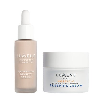 Lumene Skincare Makeup Hybrid Bundle with Invisible Illumination Instant Glow Beauty Serum and Nordic - C Overnight Bright Sleeping Cream - Maison des fragrances