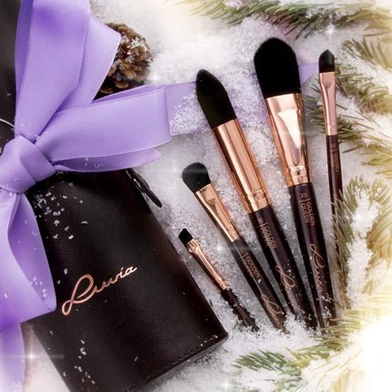 Luvia Makeup Brush Set Golden Queen 15 Kabuki Makeup Brushes Including Makeup Beauty Brush Holder & Travel Makeup Bag for Cosmetic Brushes Professional Brush Set in Brown/Rose Gold - Vegan Cosmetics - Maison des fragrances