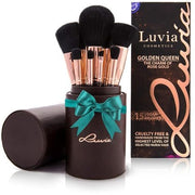 Luvia Makeup Brush Set Golden Queen 15 Kabuki Makeup Brushes Including Makeup Beauty Brush Holder & Travel Makeup Bag for Cosmetic Brushes Professional Brush Set in Brown/Rose Gold - Vegan Cosmetics - Maison des fragrances