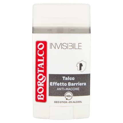 Borotalco Deodorant Stick Invisible Gray - Roll On Invisible Talc Barrier Effect 1.3 Fl Oz Made in Italy 40oz Unisex