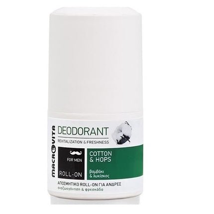 Macrovita Macrovita For Men Natural Deodorant Crystal Cotton & Hops Roll-On 50ml - Maison des fragrances