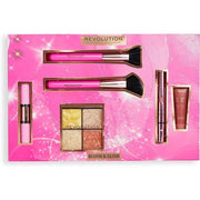 Makeup Revolution Blush & Glow Gift Set Liquid Blushes Highlighters 2 Brushes Included - Maison des fragrances