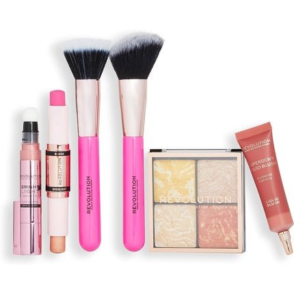 Makeup Revolution Blush & Glow Gift Set Liquid Blushes Highlighters 2 Brushes Included - Maison des fragrances