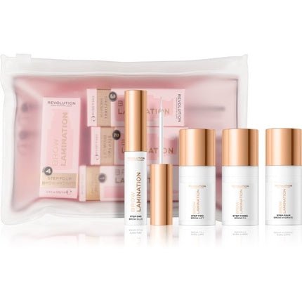 Makeup Revolution Brow Lamination Set with Brow Glue, Brow Lift, Brow Fix, Brow Hydrate, and 2 Brushes - Maison des fragrances
