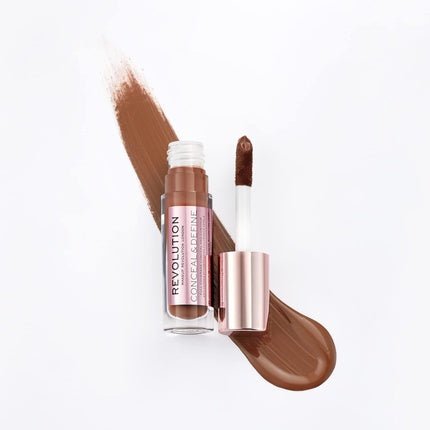 Makeup Revolution Conceal and Define Concealer Full Coverage Matte Finish C16.5 for Dark Deep Skin Tones Vegan Cruelty - Free 0.7 Fl Oz - Maison des fragrances