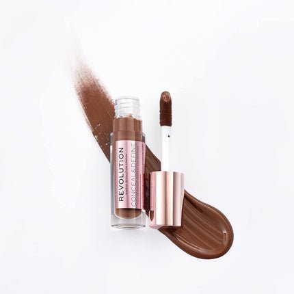 Makeup Revolution Conceal and Define Concealer Full Coverage Matte Finish C17.5 for Dark Deep Skin Tones Vegan Cruelty - Free 0.7 Fl Oz - Maison des fragrances