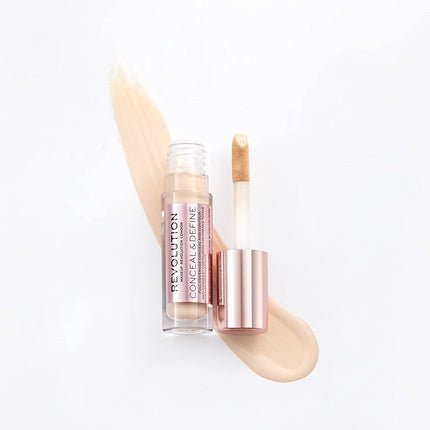 Makeup Revolution Conceal and Define Concealer Full Coverage Matte Finish C2.5 for Fair/Light Skin Tones 0.7 Fl Oz - Maison des fragrances