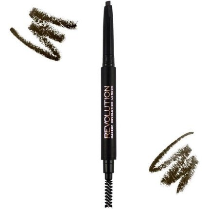 Makeup Revolution Duo Brow Eyebrow Pencil and Brush Medium Brown - Maison des fragrances