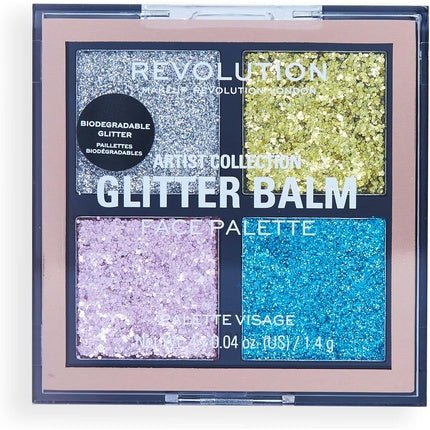 Makeup Revolution London Artist Collection Glitter Balm Palette Gel Formula Sparkle Finish 4 Reflective Shades 1.4g - Maison des fragrances