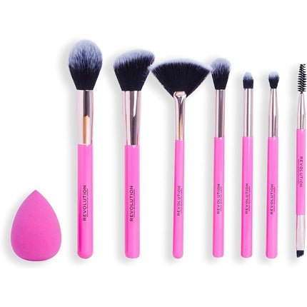Makeup Revolution The Brush Edit Gift Set 7 Brushes for Eyes, Highlighter, and Face 1 Sponge for Blending - Maison des fragrances