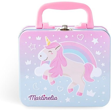 Martinelia Little Unicorn Beauty Pencil Case in Tin 14 x 12 x 6 cm with Enamel, Eye Drops, and Lip Gloss - Maison des fragrances