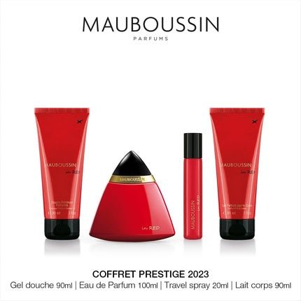 Mauboussin Prestige Set 2023 In Red Eau de Parfum Shower Gel Body Lotion Travel Spray - Maison des fragrances