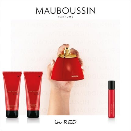Mauboussin Prestige Set 2023 In Red Eau de Parfum Shower Gel Body Lotion Travel Spray - Maison des fragrances