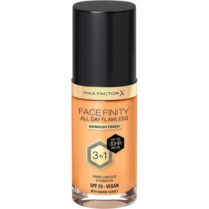 Max Factor Facefinity 3 - in - 1 All Day Flawless Liquid Foundation SPF 20 78 Warm Honey 30ml - Maison des fragrances