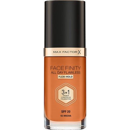 Max Factor Facefinity 3 - in - 1 All Day Flawless Liquid Foundation SPF 20 93 Mocha 30ml - Maison des fragrances
