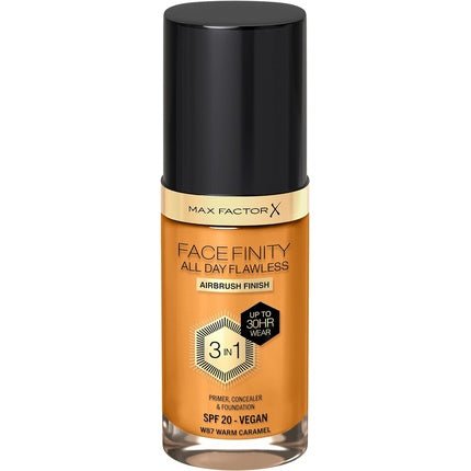 Max Factor Facefinity All Day Flawless 3 in 1 Liquid Foundation SPF 20 087 Warm Caramel 30ml - Maison des fragrances