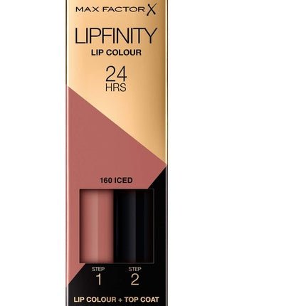 Max Factor Lipfinity Lip Colour Iced 160 Kiss - Proof Lipstick with 24h Hold - Maison des fragrances