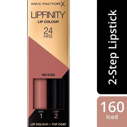 Max Factor Lipfinity Lip Colour Iced 160 Kiss - Proof Lipstick with 24h Hold - Maison des fragrances