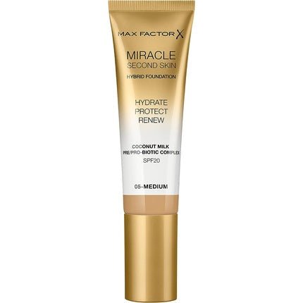 Max Factor Miracle Second Skin Hydrating Foundation 05 Medium 30ml - Maison des fragrances