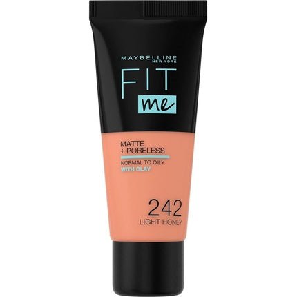 Maybelline Fit Me Foundation Matte & Poreless Full Coverage Blendable for Normal to Oily Skin 30ml 242 Light Honey - Maison des fragrances