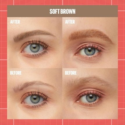 Maybelline New York Build A Brow 2 in 1 Brow Pen and Sealing Gel Real - looking Fuller Brows Waterproof Sweat and Smudge - resistant 24H Wear Vegan Formula Shade 255 Soft Brown - Maison des fragrances