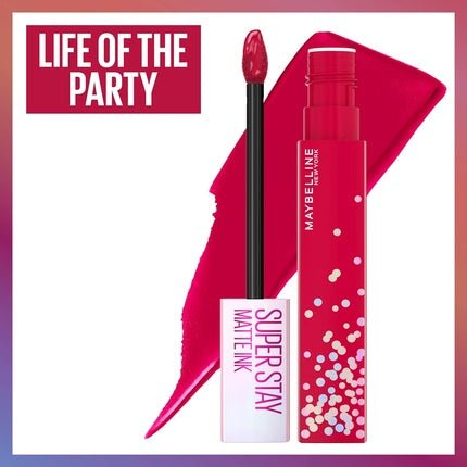 MAYBELLINE New York Super Stay Matte Ink Liquid Lipstick Transfer - Proof Long - Lasting Limited - Edition Birthday Cake - Scented Shades Life of the Party 0.17 Fl Oz - Maison des fragrances