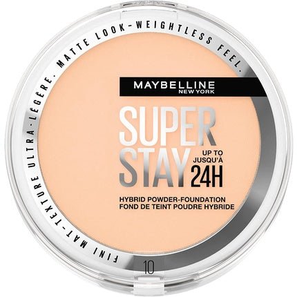Maybelline SuperStay 24H Hybrid Powder Foundation 10 Shade Long - Lasting Transfer Water & Sweat Resistant Medium to Full Coverage 10g - Maison des fragrances