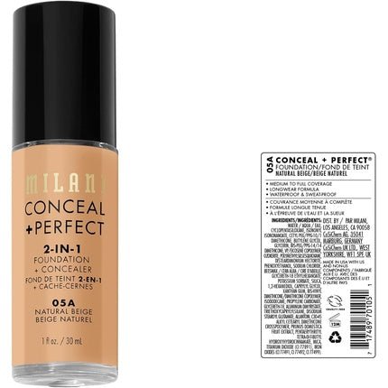 Milani 2 - In - 1 Foundation and Concealer Natural Beige 30ml - Maison des fragrances