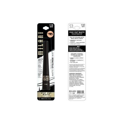 Milani Stay Put Matte 17HR Liquid Eyeliner Black Matte 0.09 Fl. Oz. Vegan Cruelty - Free Line & Define Eyes with High Pigment Shades for Long - Lasting Wear - Maison des fragrances