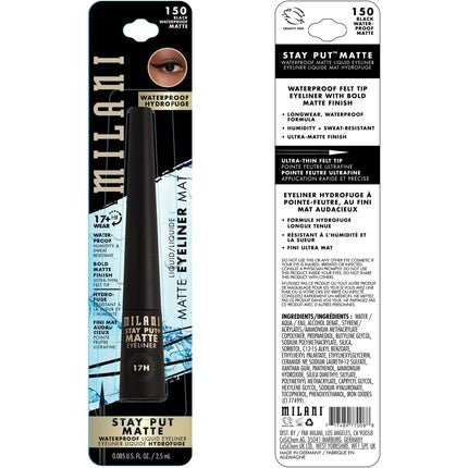 Milani Stay Put Matte Liquid Eyeliner Waterproof Long Lasting Smudgeproof Makeup Pen Black - Maison des fragrances