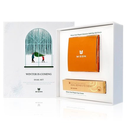 MIZON Eye Skincare Set Special Winter is Coming Set Eye Cream and Undereye Patches Wrinkle Care Skin Elasticity Moisturizing for Dark Circles and Eye Bags Snail Set - Maison des fragrances