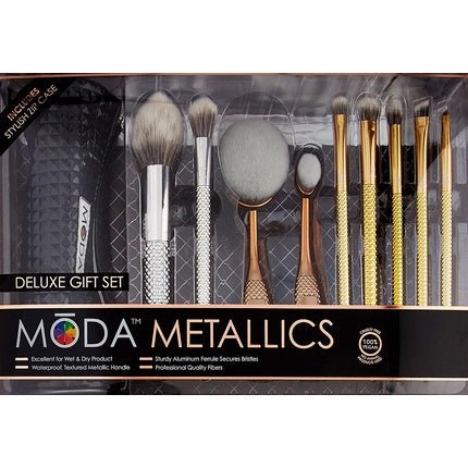 Moda Metallics 10 Piece Deluxe Makeup Gift Kit Brush Set 0.13 Count - Maison des fragrances