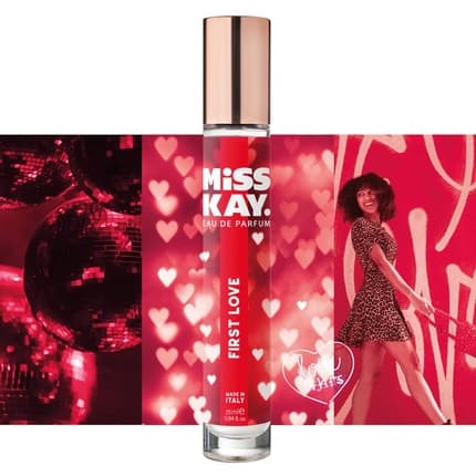 Miss Kay First Love Fruity Floral Delicate Scent Bergamot Blackcurrant Jasmine Made in Italy 100% Vegan Eau de Parfum 25oz Unisex