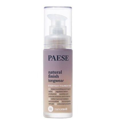 Nanorevit Natural Finish Longwear Everyday Foundation - 02 Porcelain, 30ml - Maison des fragrances