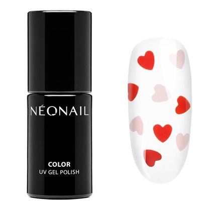 NEONAIL UV Nail Polish Never - Ending Love 7.2ml Clear with Pink - Red Hearts - Maison des fragrances