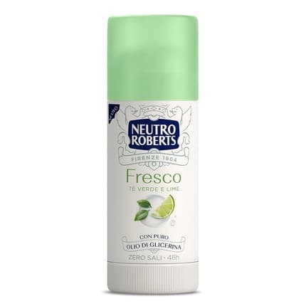 Neutro Roberts Deodorant Stick Fresh Green Green Tea and Lime Zero Aluminum Salts No Stains with Pure Glycerin Oil Deodorant and Dermatologically Tested 48h Green Tea and Lime Déodorant (Déo) Femme 40ml - Maison des fragrances