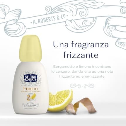 Neutro Roberts Deodorant Vapo Fresh Yellow Bergamot and Ginger Zero Aluminum Salts with Pure Glycerin Oil Deodorant and 48h Déodorant (Déo) Femme 75ml - Maison des fragrances