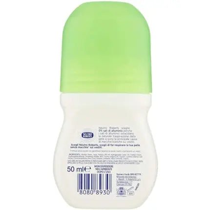Neutro Roberts Fresh Deodorant Roll On with Green Tea and Lime Zero Aluminum Salts 50ml Bottle - Maison des fragrances