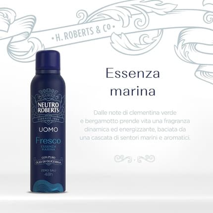 Neutro Roberts 's Deodorant with Odor Blocker Aluminum-Free Stain-Free with Pure Glycerin Oil Dermatologically Tested 48h Sea Essence Déodorant (Déo) Homme 150ml - Maison des fragrances