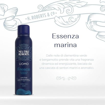 Neutro Roberts 's Deodorant with Odor Blocker Aluminum-Free Stain-Free with Pure Glycerin Oil Dermatologically Tested 48h Sea Essence Déodorant (Déo) Homme 150ml - Maison des fragrances