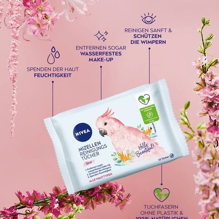 Nivea 3in1 Hello Beautiful Micellar Cleansing Wipes with Vitamin E 25 Wipes - Maison des fragrances